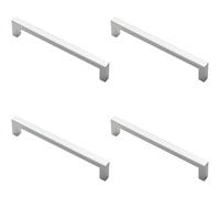 4x Square Block Pull Handle 170 x 10mm 160mm Fixing Centres Polished Chrome