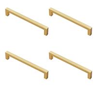 4x Square Block Pull Handle 170 x 10mm 160mm Fixing Centres Satin Brass