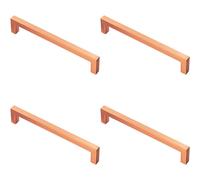 4x Square Block Pull Handle 170 x 10mm 160mm Fixing Centres Satin Copper