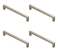 4x Square Block Pull Handle 170 x 10mm 160mm Fixing Centres Satin Nickel