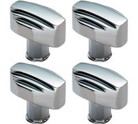 4x Square Cabinet Door Knob Geometric Design 30 x 20mm Polished Chrome