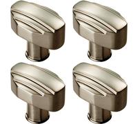 4x Square Cabinet Door Knob Geometric Design 30 x 20mm Satin Nickel