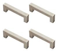 4x Square Linear Block Pull Handle 110 x 14mm 96mm Fixing Centres Satin Steel