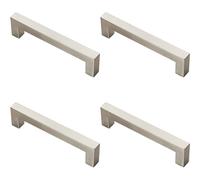 4x Square Linear Block Pull Handle 142 x 14mm 128mm Fixing Centres Satin Steel