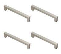 4x Square Linear Block Pull Handle 174 x 14mm 160mm Fixing Centres Satin Steel