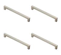 4x Square Linear Block Pull Handle 206 x 14mm 192mm Fixing Centres Satin Steel
