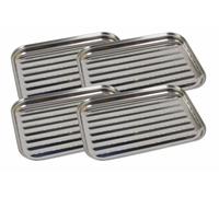 4x Stainless Steel Grill Bowl 35x24cm BBQ Accessories Pan Vegetable Tray Basket
