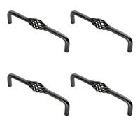4x Steel Cage D Type Cabinet Pull Handle 128mm Fixing Centres Antique Steel