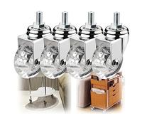 4X Stem Swivel Castors, Heavy Duty Trolley Furniture Castor, Clear Rubber Wheels, Wheel Diameter: 50mm, Loadable Weight : 25kg, Thread 8mm(4 Swivel,M10*25mm)