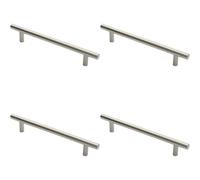 4x Straight T Bar Door Pull Handle 400 x 19mm 300mm Fixing Centres Satin Steel