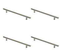 4x Straight T Bar Pull Handle 600 x 30mm 450mm Fixing Centres Satin Steel