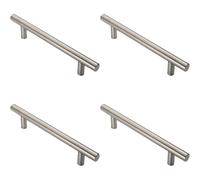 4x Straight T Bar Pull Handle 775 x 30mm 600mm Fixing Centres Satin Steel