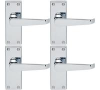 Loops 4x Straight Victorian Lever on Rectangular Latch Backplate Handle Chrome Loops Multicolor
