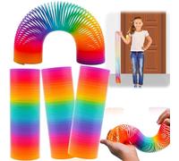 4x Super Long Rainbow Magic Spring Toys 15cm, Extra Large Sensory Fidget SlinkyToy for Kids Adults, Party Bag Fillers, Birthday Gift, Stocking Easter Summer Fun