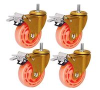 4x Swivel Castor Wheel,Trolley Furniture Caster,with Brakes,M12 Threaded Rod,For Shopping Carts,Furniture,Workbench,Trolley Replacement (No brake,125mm) (Brake 100mm)