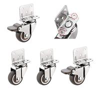 4X Swivel Castors with Brake,1/1.25/1.5/2 Inch L- Shaped Bracket Mute Castors Wheels,TPE Rubber Furniture Caster,for Furniture Trolley Crib Kitchen Cabinet Universal Castors(2 Swivel 2 brake50mm)