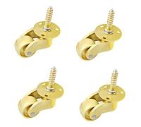 4X Swivel Threaded Stem Caster Wheel,360 Degree Rotation Brass Wheels,Small Antique Furniture Castor,Universal for Trunk Box Cabinet Sofa Trolley Bed,with Screws,Gold(21.5mm/0.8in)
