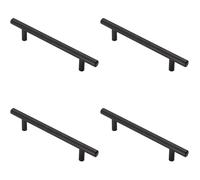 4x T Bar Cupboard Pull Handle 188 x 12mm 128mm Fixing Centres Matt Black
