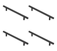 4x T Bar Cupboard Pull Handle 220 x 12mm 160mm Fixing Centres Matt Black