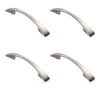 4x Tapered Pull Handle 138 x 16mm 96mm Fixing Centres Satin Nickel Curved Bow