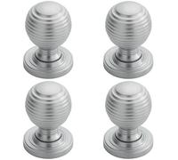 4x Textured Reeded Ball Cupboard Door Knob 23mm Dia Satin Chrome Handle