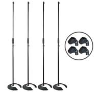 4x Thor MS002 Round Base Microphone Stackable Stand Black Retro Mic Stand