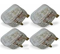 4X Transparent UK Fused 13 Amp Mains 3 Pin Household Plugs. Complete with Card Showing Wiring Diagram