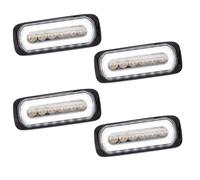 4x Ultra Slim LED Warning Strobe Light with White Halo Ring, 12V/24V Dual Function DRL + Strobe, Thin Surface Mount Marker for Truck, Van, Tractor, 4x4