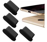 4x USB 3.1 Type C dust protection suitable for Samsung Galaxy A55 A35 A15 A05 A54 A34 A14 A73 A53 A33 A23 A13 A04s 5G S24 Z Fold Flip 4 5 Note 10 20 headphone protection cap dust plug Type C AA black