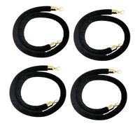 4x Velvet Stanchion Rope Crowd Control Security Barriers for VIP Queue Posts Black