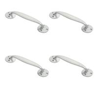 4x Victorian Bow Shaped Pull Handle 152mm Length 32mm Proj Satin Chrome