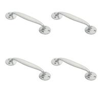 4x Victorian Bow Shaped Pull Handle 152mm Length 32mm Proj Satin Chrome Loops Multi One Size