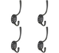 4x Victorian Hat & Coat Hook on Oval Backplate 64mm Projection Matt Black