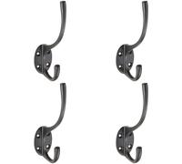 4x Victorian Hat & Coat Hook on Oval Backplate 64mm Projection Matt Black