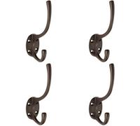 4x Victorian Hat & Coat Hook on Oval Backplate 64mm Projection Matt Bronze
