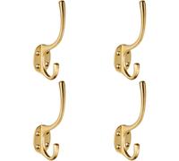 4x Victorian Hat & Coat Hook on Oval Backplate 64mm Projection Satin Brass