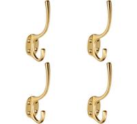 4X Victorian Hat & Coat Hook On Oval Backplate 64mm Projection Satin Brass