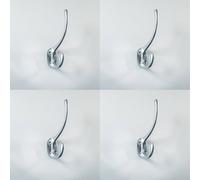4x Victorian Hat & Coat Hook on Oval Backplate 64mm Projectoin Satin Chrome