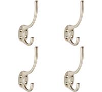 4x Victorian Hat & Coat Hook on Oval Backplate 64mm Projection Satin Nickel