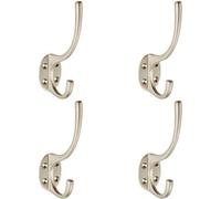 4x Victorian Hat & Coat Hook on Oval Backplate 64mm Projection Satin Nickel
