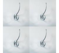 4x Victorian Hat & Coat Hook on Oval Backplate 64mm Projectoin Satin Chrome