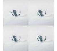 4X Victorian One Piece Double Bathroom Robe Hook 26mm Projection Satin Chrome