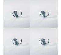 4x Victorian One Piece Double Bathroom Robe Hook 26mm Projection Satin Chrome Loops Multi One Size