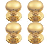 4x Victorian Round Cupboard Door Knob 25mm Dia Polished Brass Cabinet Handle Loops Metallics One Size