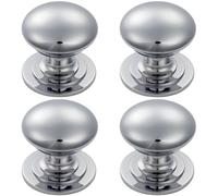 4x Victorian Round Cupboard Door Knob 25mm Dia Polished Chrome Cabinet Handle Loops Multi One Size