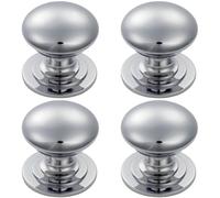 4x Victorian Round Cupboard Door Knob 32mm Dia Polished Chrome Cabinet Handle