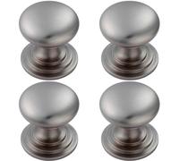 4x Victorian Round Cupboard Door Knob 32mm Dia Stainless Steel Cabinet Handle Loops Metallics One Size