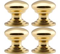 4x Victorian Round Cupboard Door Knob 38mm Dia Polished Brass Cabinet Handle Loops Metallics One Size