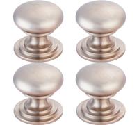 4x Victorian Round Cupboard Door Knob 38mm Dia Satin Nickel Cabinet Handle Loops Metallics One Size