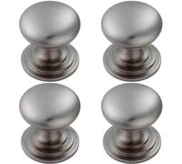 4x Victorian Round Cupboard Door Knob 42mm Dia Stainless Steel Cabinet Handle